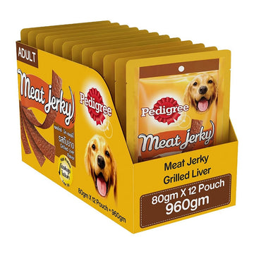 Pedigree Meat Jerky Grilled Liver Flavour 80 G (Pack Of 12) - Ecom Pack